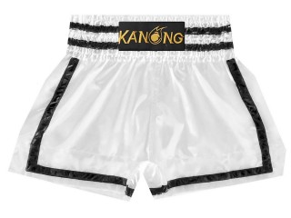 Kanong Muay Thaiboksing Shorts Kickboksing : KNS-140-Hvit-Svart